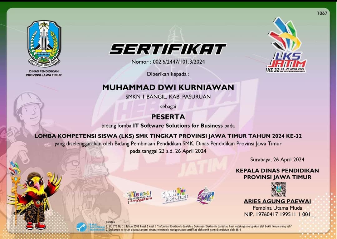 7th Place – IT Software Solution for Business (LKS East Java Province)